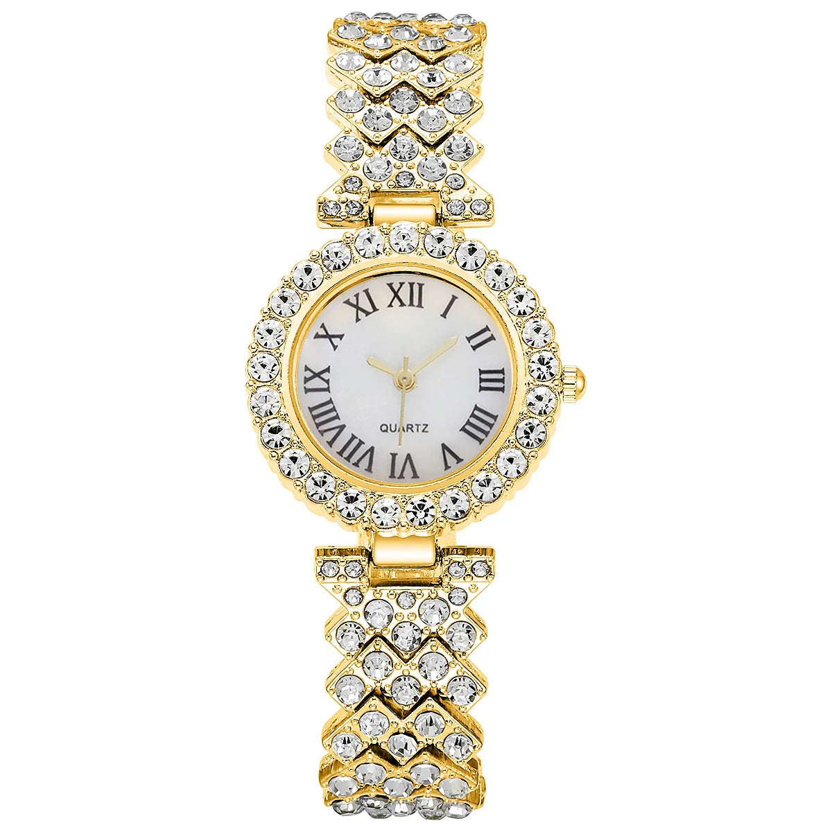 6PCS Luxury Rhinestone Women Watches Fashion Roma Dial Bracelet Wrist Watch Jewelry Set Relogio Feminino(Without Box)