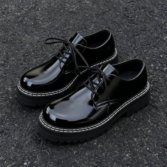 2025 new men's formal leather shoes, black shiny leather