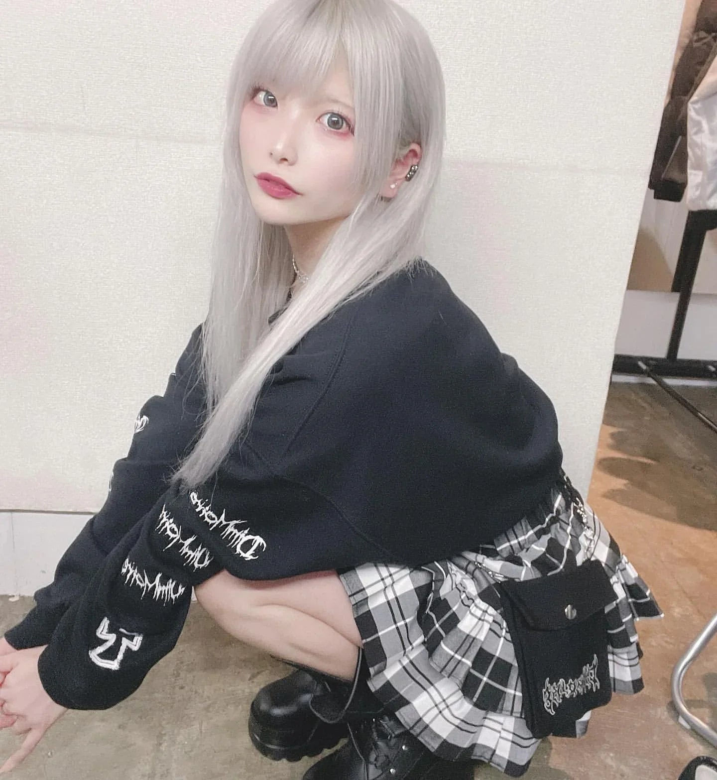 Japanese Harajuku Punk College Style Plaid Cake Ultra Short Skirt Subculture Y2k Girl Autumn High Waist Mini Skirt with Waistbag