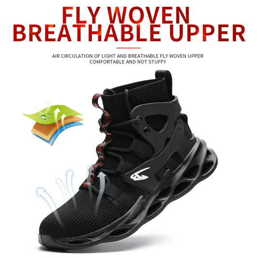 Steel Toe Safety Shoes Men, Anti-Puncture Anti-Smash Non Slip Industrial Work Boots Kevlar-Midsole Protection Tactical Boots