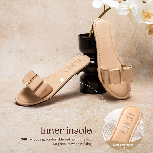 Women's Flat Shoes New Summer Bow Casual Slippers Black Commuting Woman Shoes
