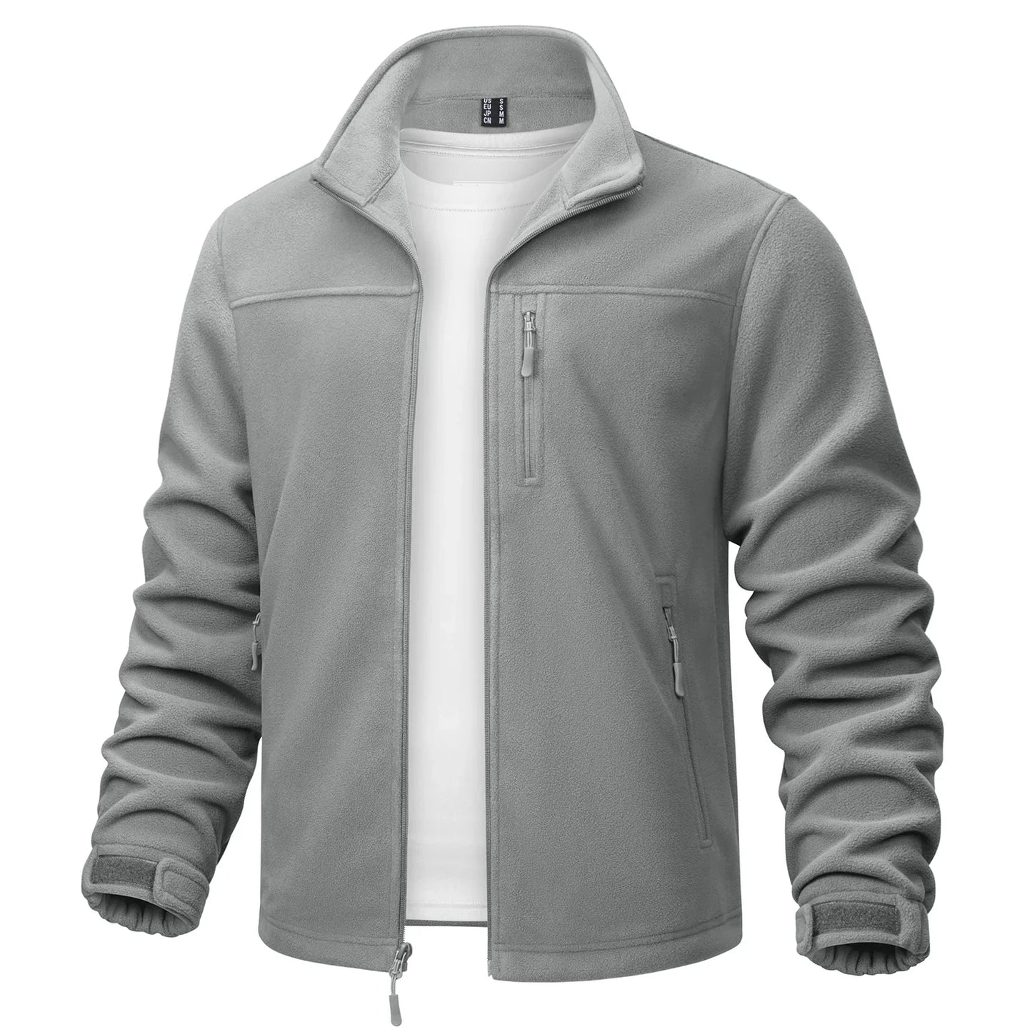 Stand Collar Fleece Jackets Mens Thermal Warm Full Zip Work Jacket Outdoor Trekking Hiking Jackets Windbreaker
