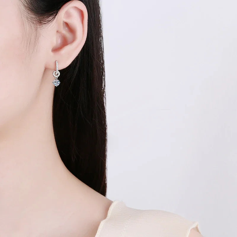 D VVS1 Moissanite Diamond Hoop Earrings 925 Sterling Silver for Women with Gold Plated Fine Drop Earring Fine Jewelry