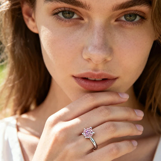 0.5ct 1ct 2ct 3ct Blue Pink Purple Black Moissanite Rings for Women Sterling 925 Silver Wedding Party Band Woman's Ring