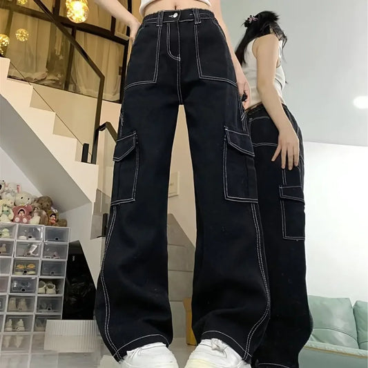 Women's Straight-leg Loose-fit Spring Wide-leg Cargo Pants