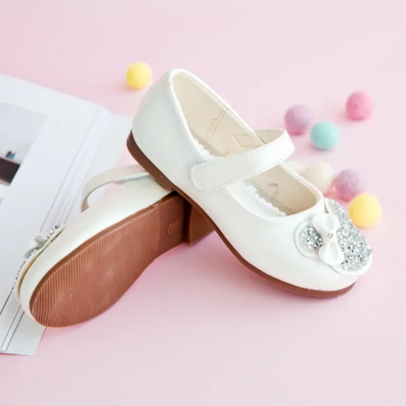 Girls Leather Shoes for Party Wedding Children Rhinestone Shoes Kids Princess Sweet Shoes 2025 Spring Autumn Brand Classic 26-38