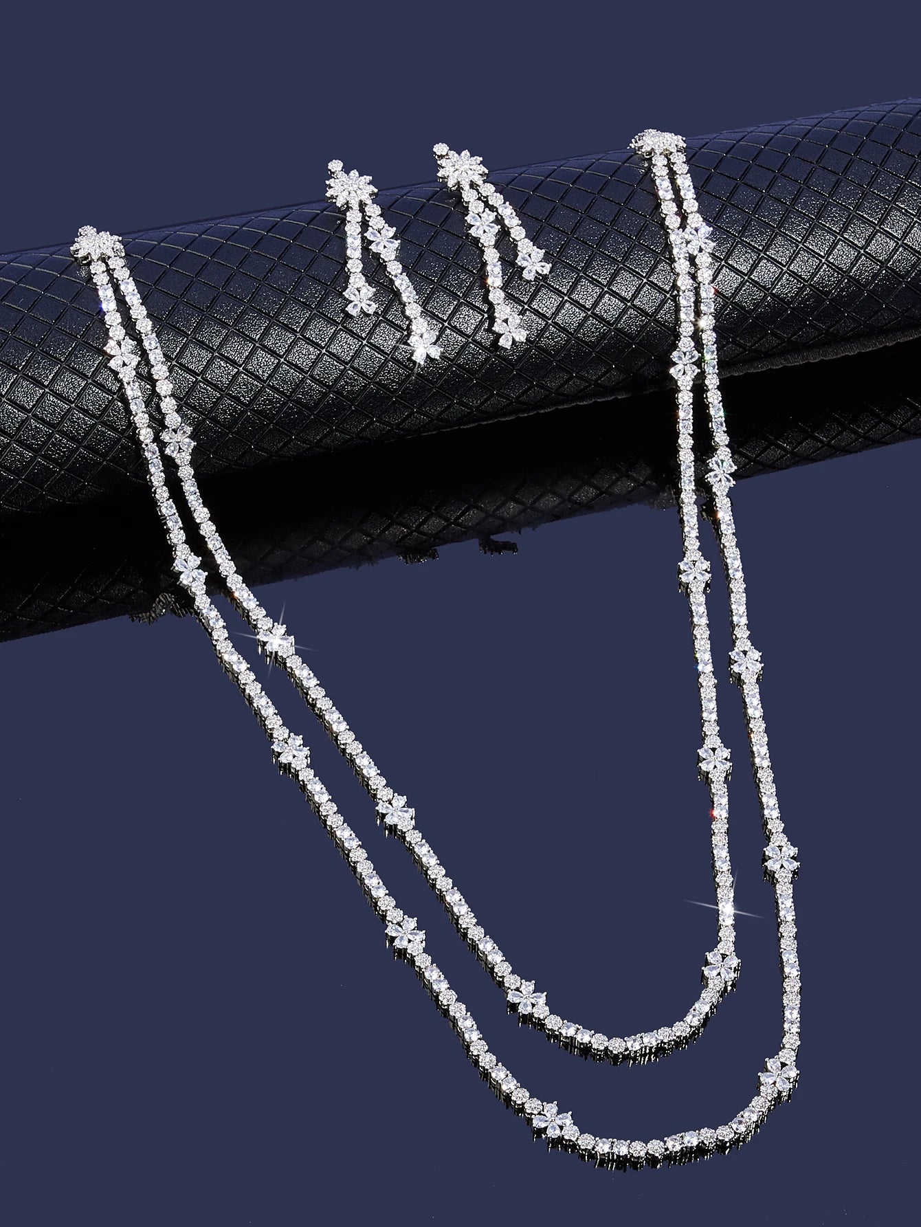 Trendy Sweater Cubic Zircon Long Chian Necklace Jewelry Sets for Women Party Luxury Wedding Bridal Jewellery Accessories