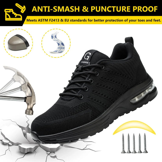 Steel Toe Shoes Safety Protective Shoes Air Cushion Work Safety Shoes Men Women Breathable Work Sneaker Anti Smash Anti-puncture