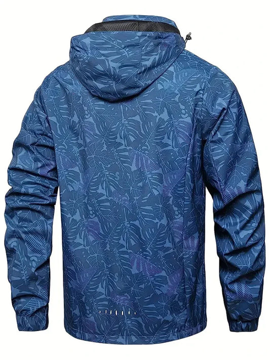 Men's Casual Waterproof Windbreaker Jacket Full Zip Up Hooded Shell Outdoor Hiking Coat For Autumn Plus Size