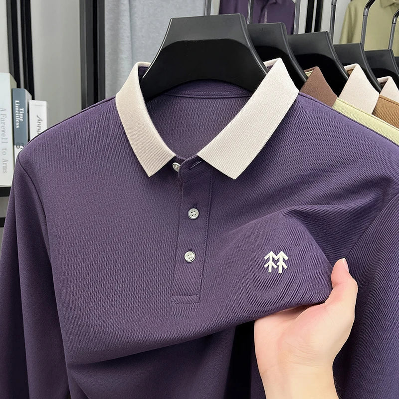 Design Brand Men's Polo Shirt Lapel Exquisite Embroid Long Sleeve Autumn New Breathable T-Shirt Business Leisure Trend Men'swear