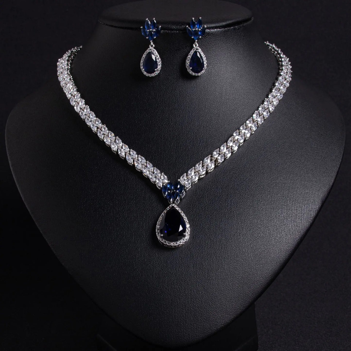 Novo colar luxuoso de lágrima, brincos, joias femininas, conjunto de zircônia, festa, casamento, presente nupcial, acessórios de Dubai M-317