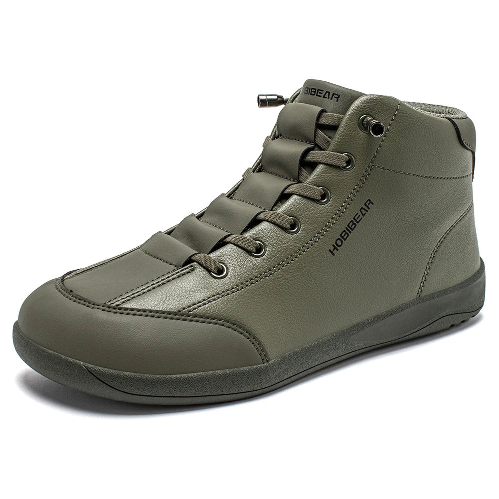 Mid-Top Barefoot Shoes Unisex Wide Toe Minimalist Ankle Boots Artificial Leather Outdoor Non-Slip Sneaker