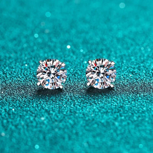 Real 2 Carat D Color Moissanite Stud Earrings For Women 100% 925 Sterling Silver Sparkling Diamond Wedding Jewelry Gift