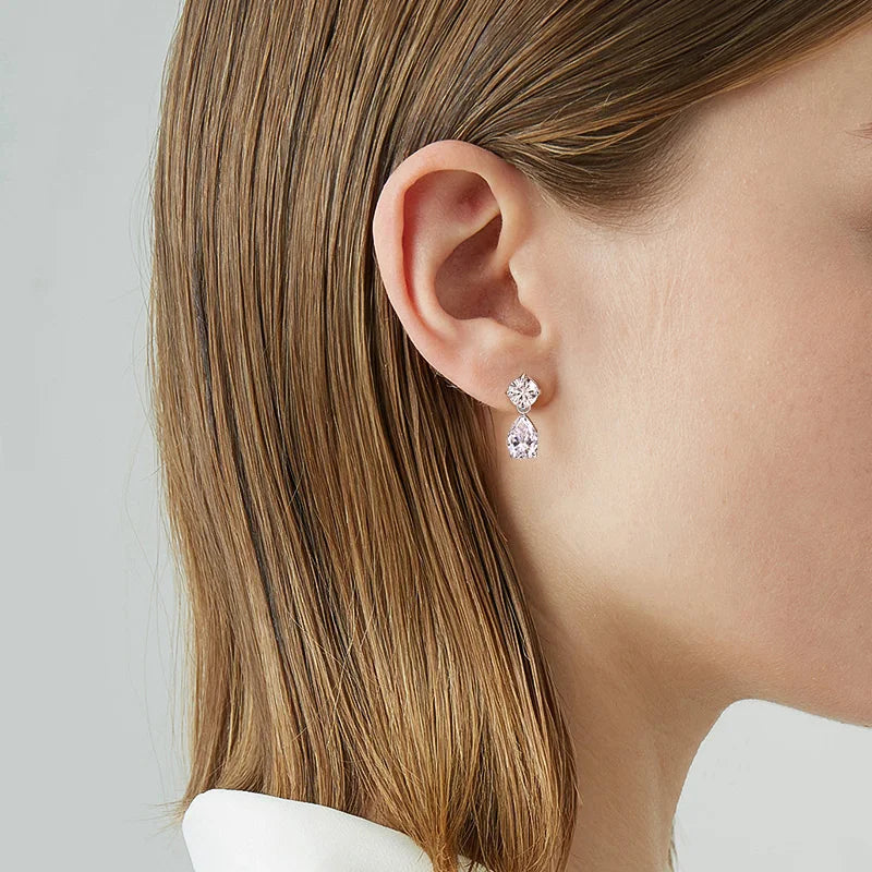 6CTTW D Color Moissanite Drop Earrings for Women Sparkling Lab Diamond 925 Sterling Silver Elegant Party Earrings