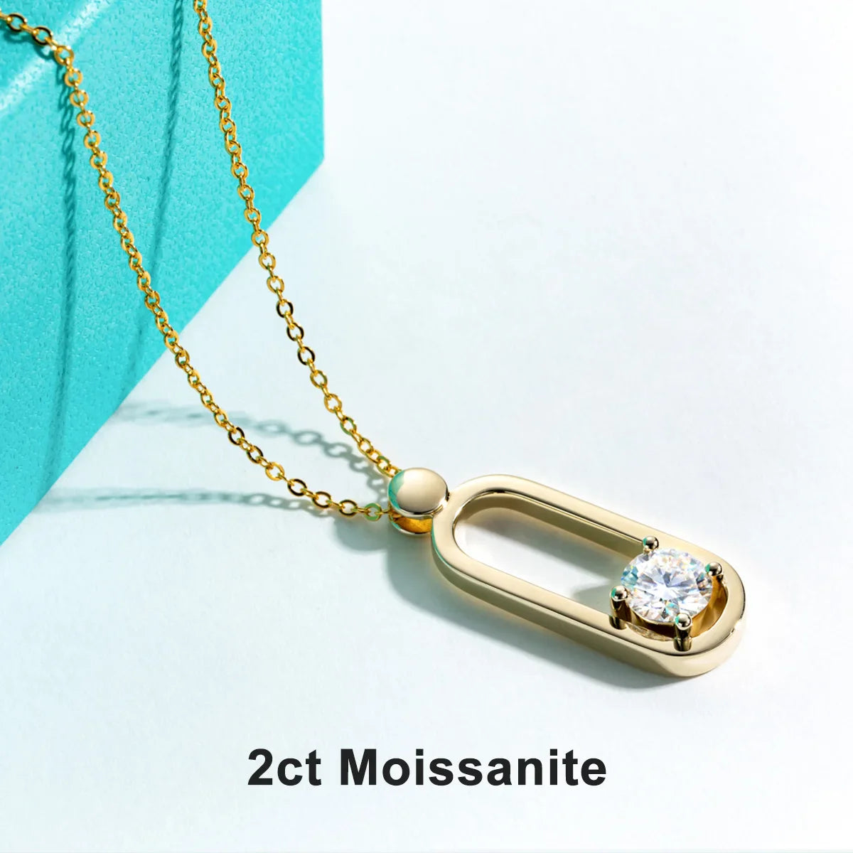 2ct D Color Moissanite Pin Necklace Yellow Gold Plated Moissanite Pin Earrings Wedding Jewelry Set Gifts For Women