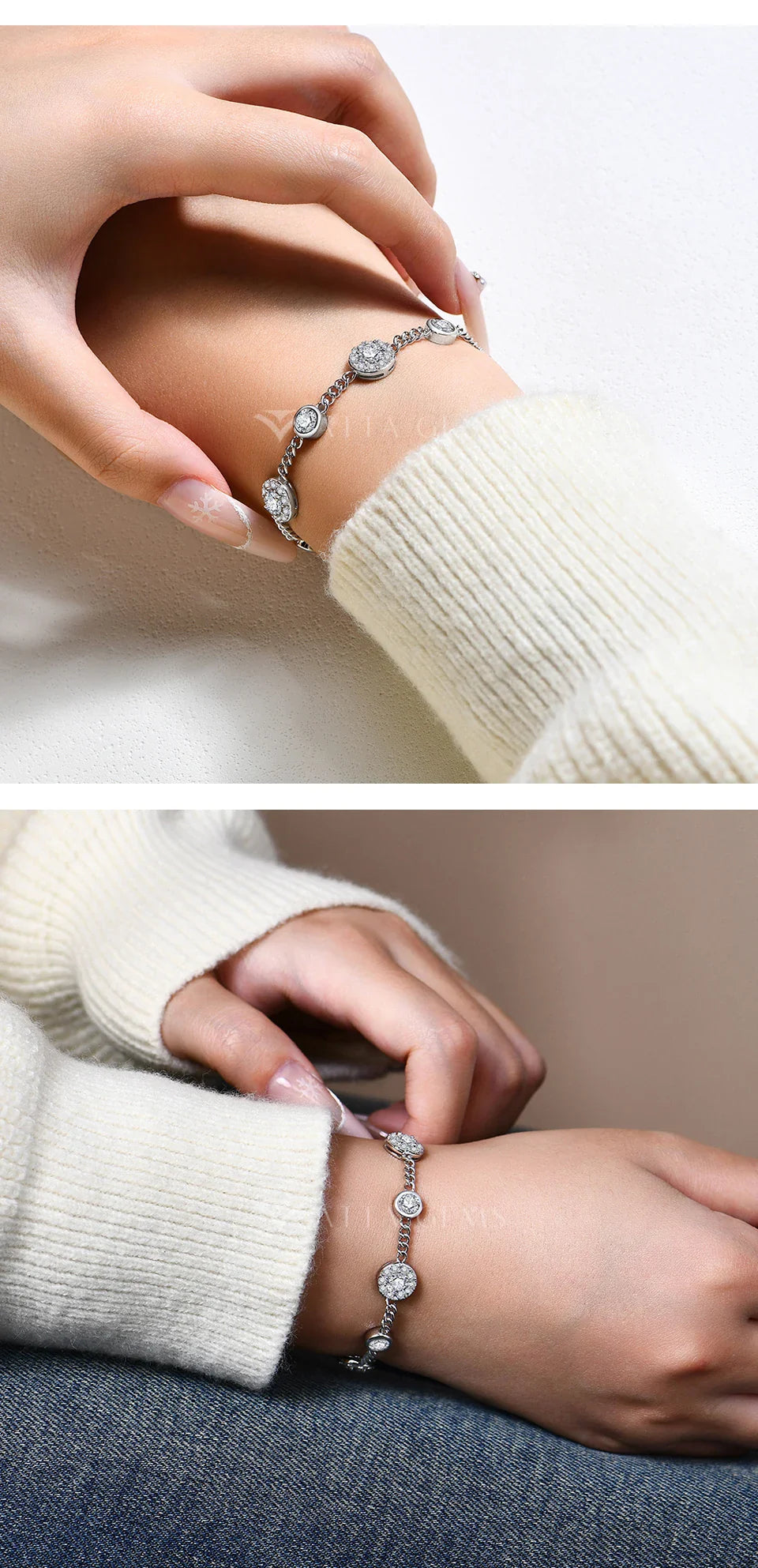 Luxury Moissanite Bracelet for Women S925 Silver Yellow Gold Plated Round halo D Color VVS1 Diamond Wedding Jewelry New