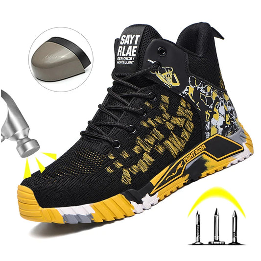 High Top Protective Safety Shoes Men Steel Toe Work Shoes Men Women Work Safety Boots Anti Smash Safety Indestructible WorkBoots