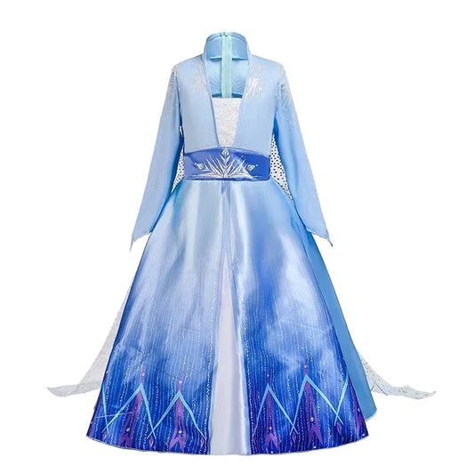 Frozen Elsa Princess For Girls Cosplay Costume Kids Mesh Snow Queen Carnival Birthday Party Dress Up Clothes 2-10Yrs Gown