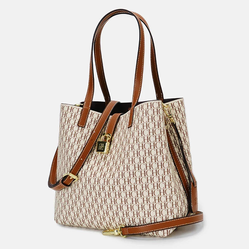 Women's Large Capacity Handbag Daily Commuting High-end Versatile PU Material Letter Printed Design Women's Crossbody Bag