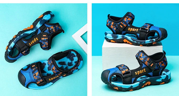 Children's Summer New Sandals Boys Fashion Camouflage Mountaineering Anti slip Sandals Outdoor Leisure Sports Slippers 28-40