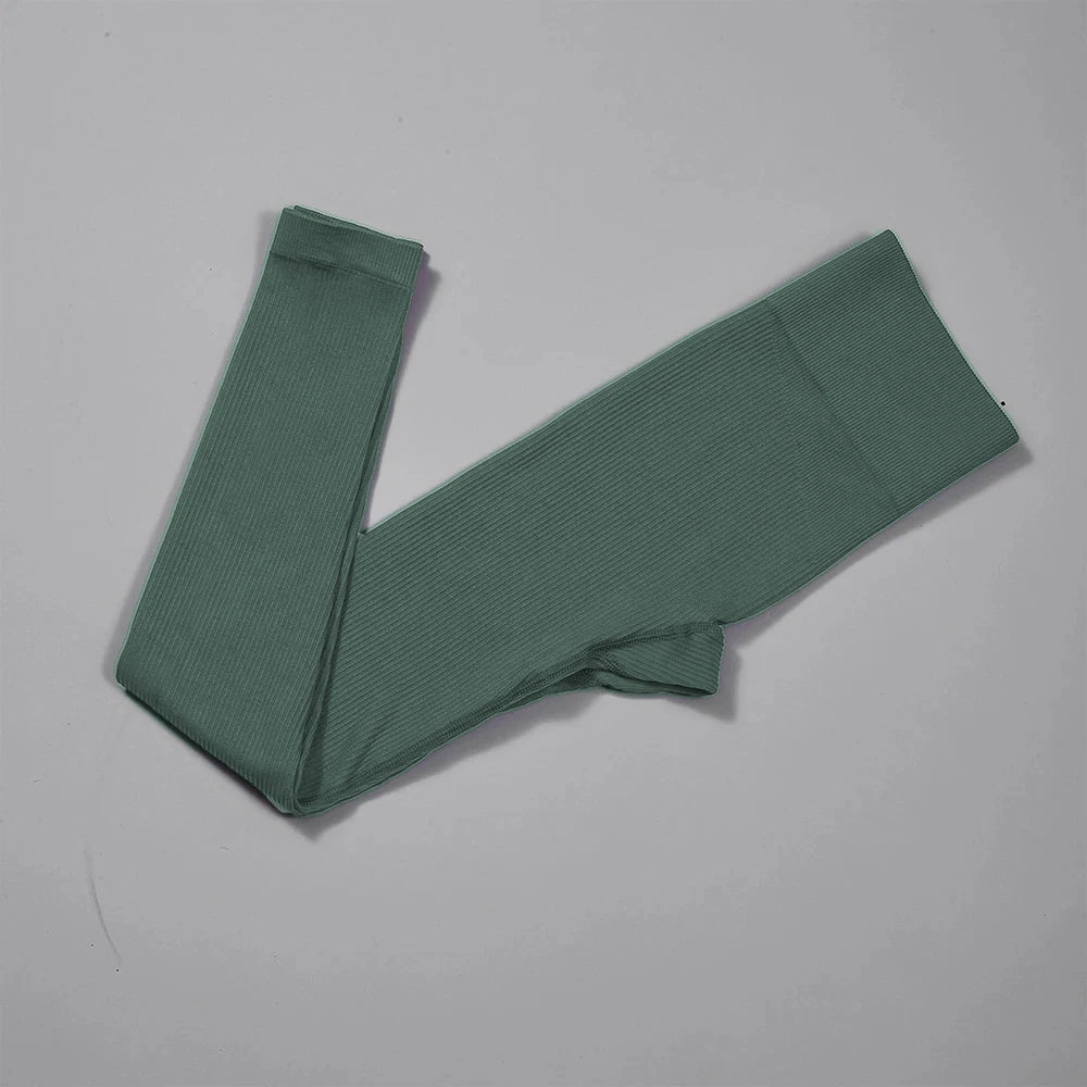Women Ribbed Yoga Pants High Waisted Gym Leggings Sport , Fitness Seamless Female Legging Control Running Training Tights