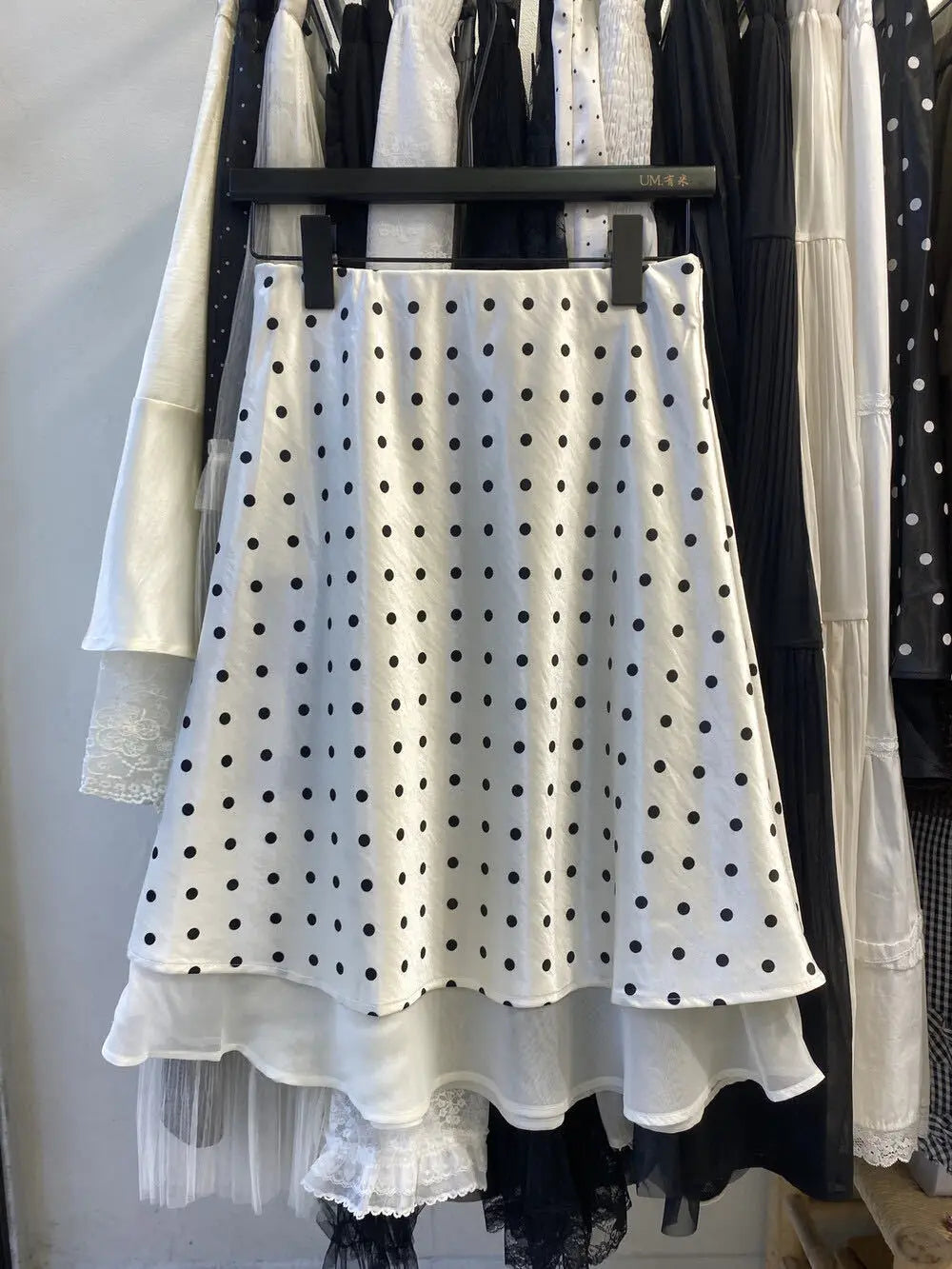Elegant Satin Women Skirts Solid Zipper Faldas Mujer Ladies Double-layer Casual Chic Black White Dot Mini Skirt Korean Summer