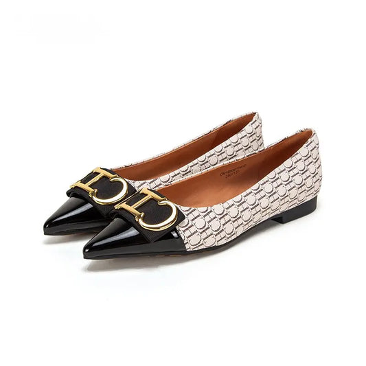 Women's Lefu Shoes New Spliced Pointed Anti slip Flat Casual Shoes Business Shoes