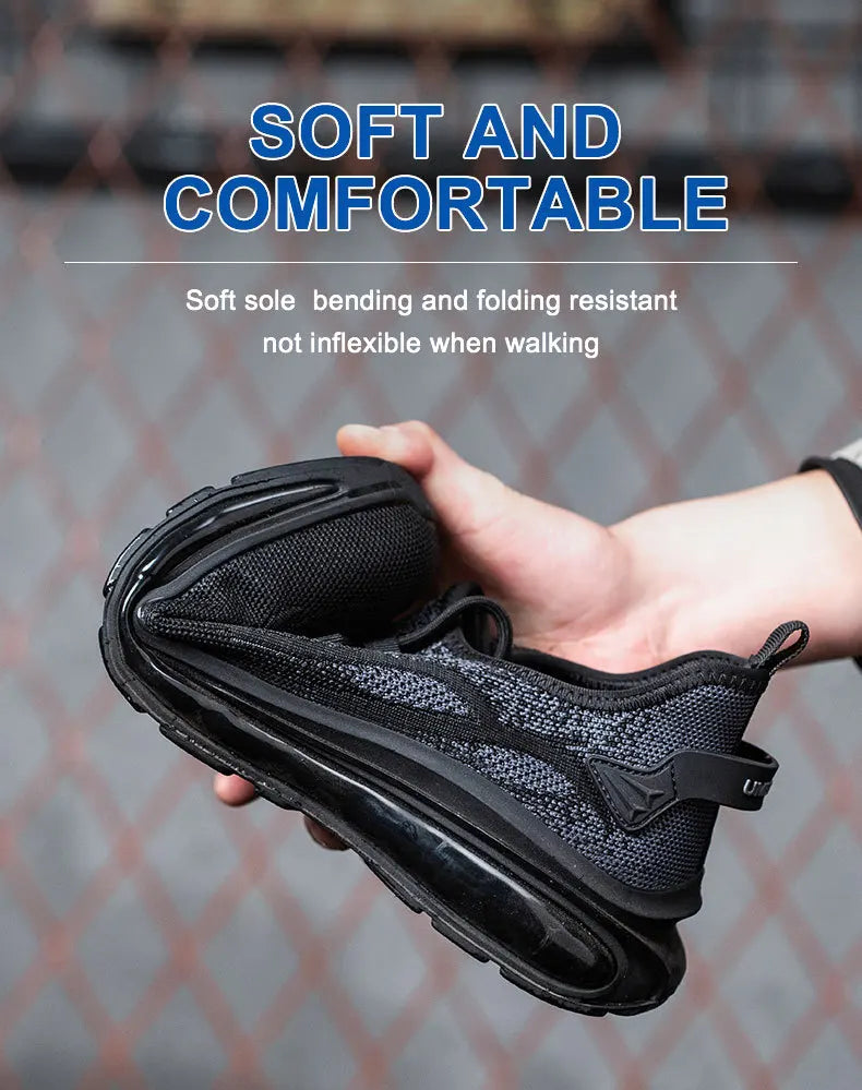 Women Air Cushion Work Safety Shoes For Mesh Breathable Sneakers Steel Toe Shoes Anti-puncture Safety Protective Shoes Anti-slip