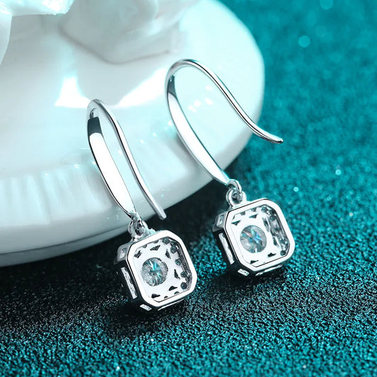 1ct Moissanite Earring s925 Sterling Sliver Plated 18k White Gold Wedding Engagement Fine Jewelry Earrings For Woman