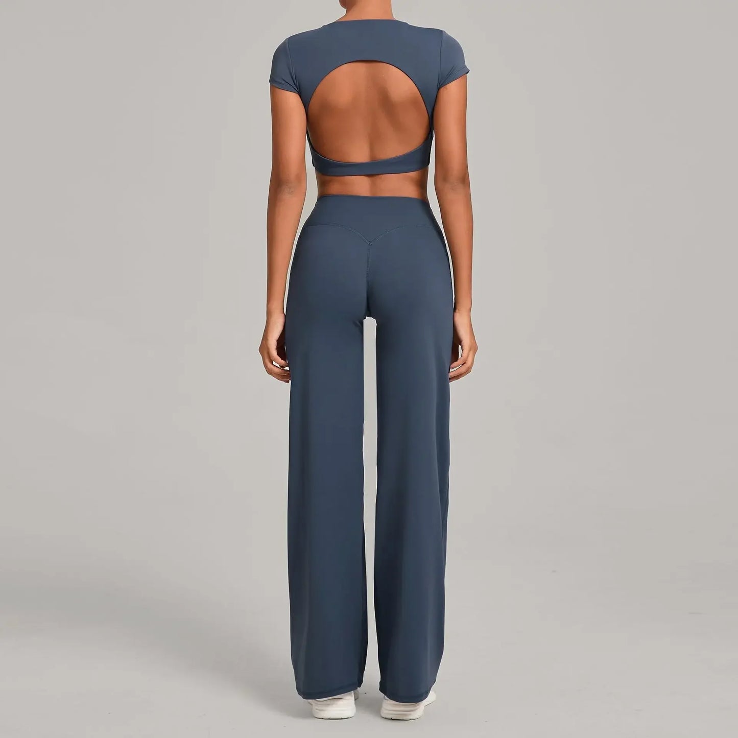 Tight-Fitting Backless Yoga Quick-Drying Straight-Leg Pants Sports Fitness Running Two-Piece Set for Women Gym Workout Yoga Suit