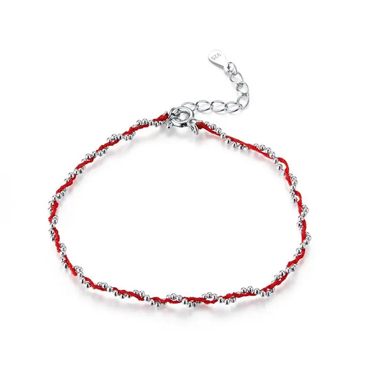 Black and Red Rope Bracelet with 925 Sterling Silver Beads Chain Bracelets for Women 2020 New Year Gift Friendship SCB173