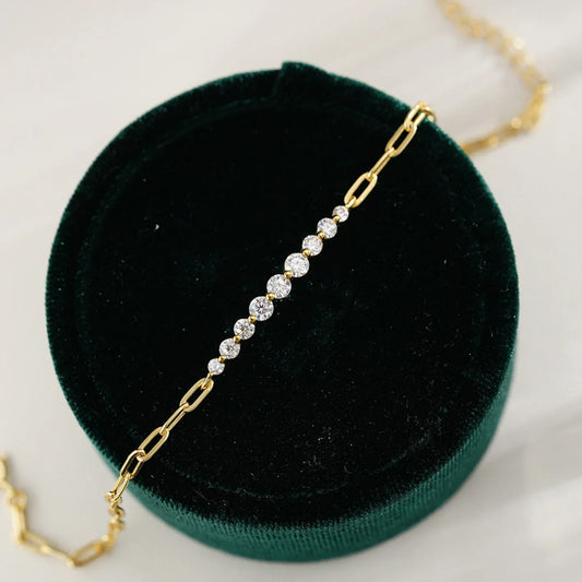 Full Moissanite Bracelets for Women Adjustable Chain 925 Sterling Silver Plated 18K Gold Dainty Bracelet GRA Certified