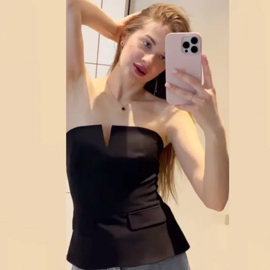 Corset Tube Top Women Summer 2025 Strapless Tanks & Camis Red Brown Black White Tank Tops Sexy Off Shoulder Crop Vests 066