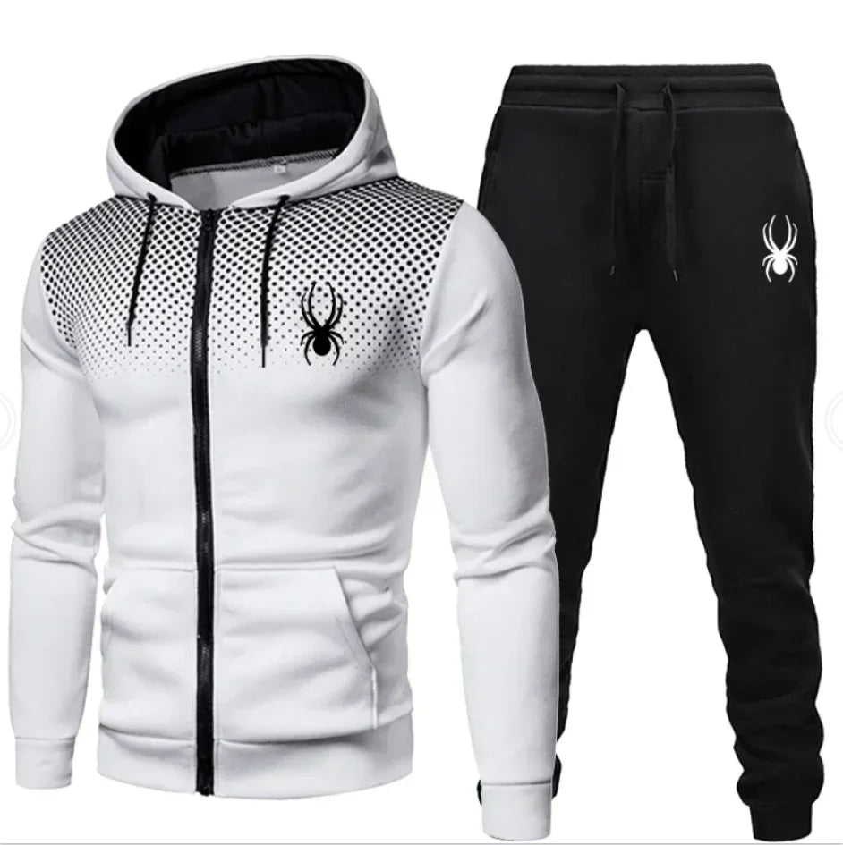 2026 New Spring Autumn Men's Long Sleeve Hoodie; Pants Two-piece Set Fashion Outdoor Running Sports Suit