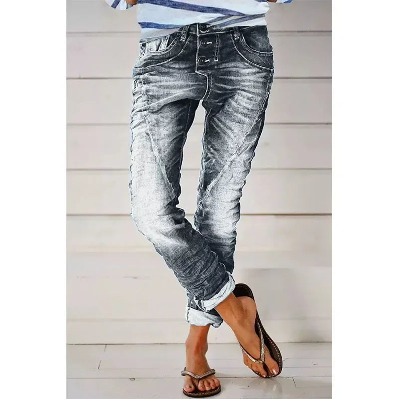 Vintage Elastic Waist Long Flare Pants