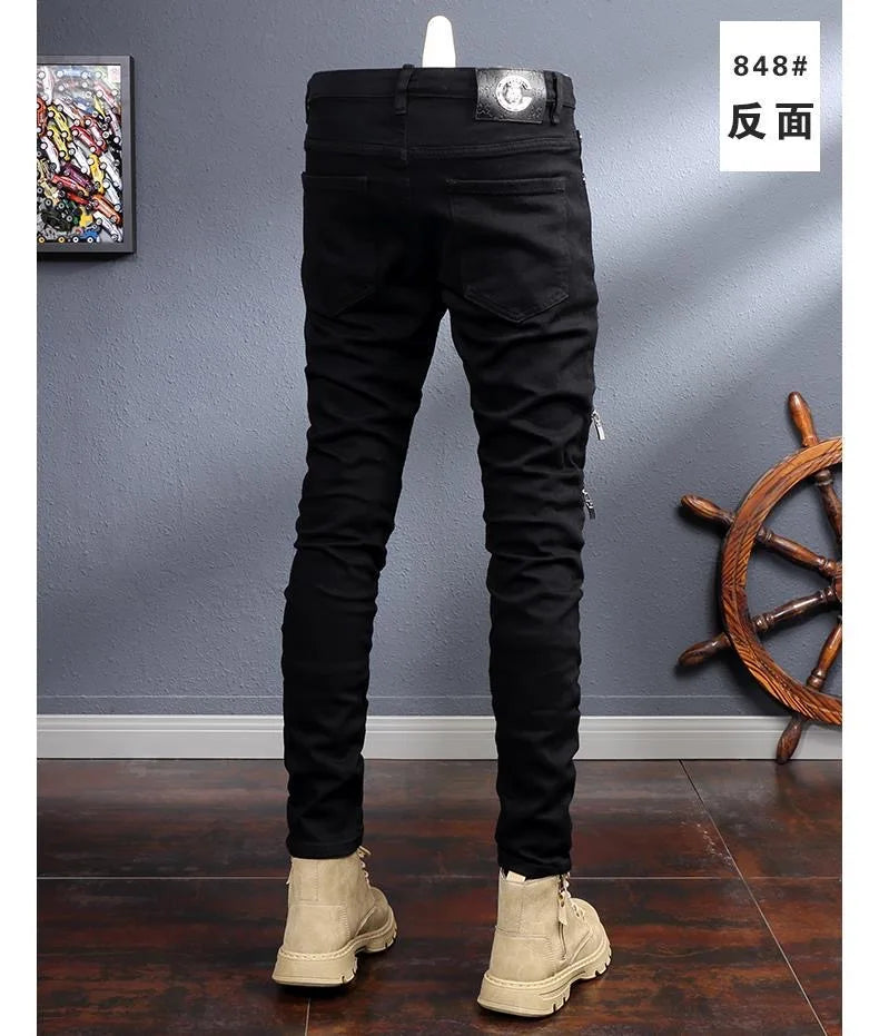 2024 Spring and Autumn New Fashion Black Stretch Straight Leg Jeans Men's Casual Comfort Breathable High-Quality Denim Pants
