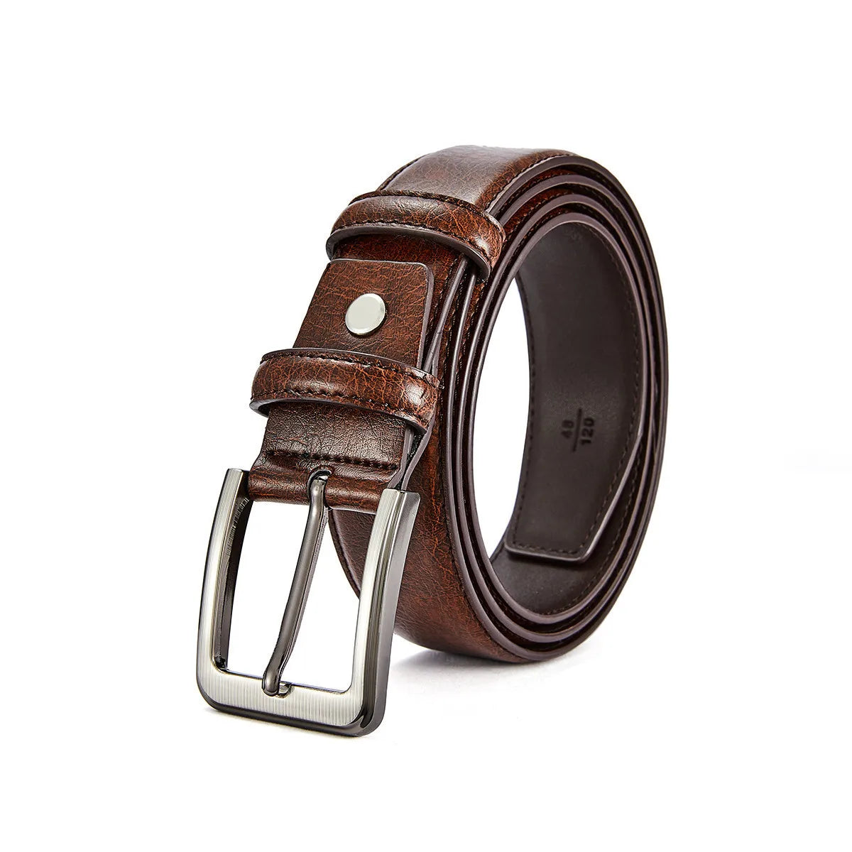 Men's Belt Boys Genuine Leather Belt Pin Buckle Belt Brown Middle-aged Youth Casual Trendy Men's Belt,Ideal for gifting