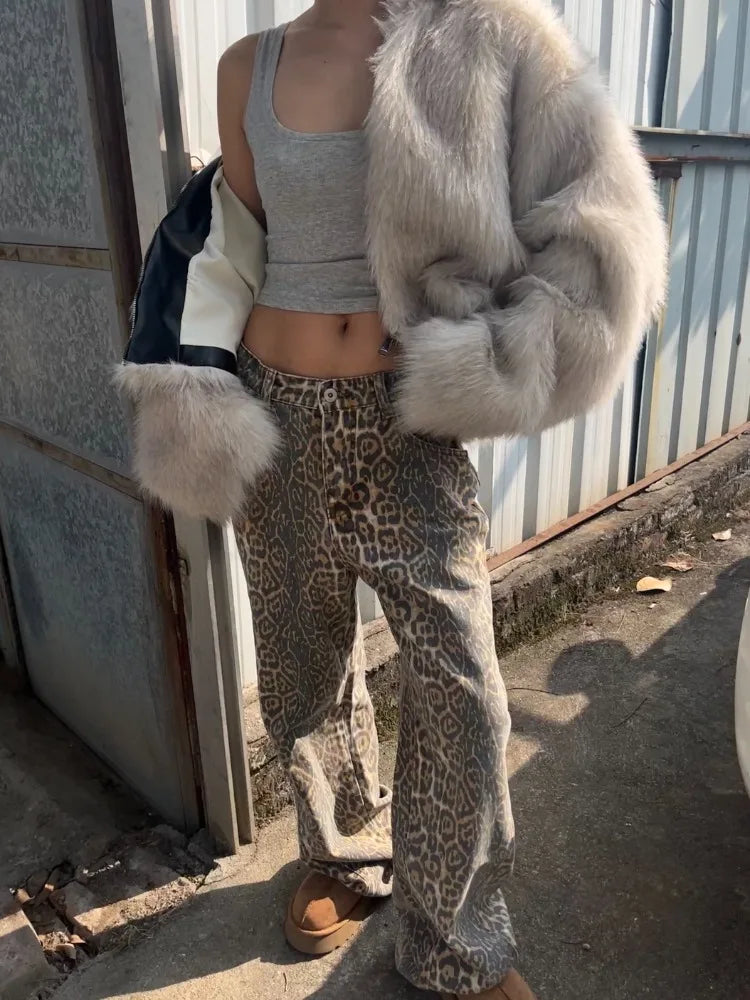Women Hip Hop Streetwear Y2k Denim Trousers Grunge Aesthetic Wide Leg Jeans