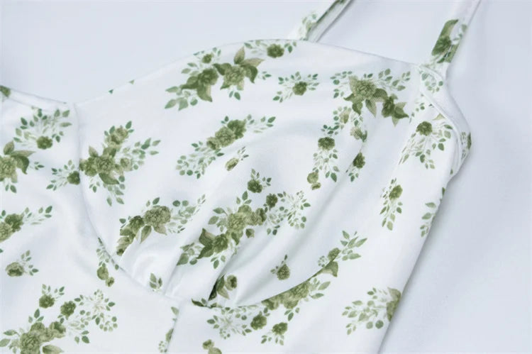 Fashion Sexy Flower Printed Women Short Dresses Streetwear Regular Casual Strapless Sleeveless Slim Sheath Vestidos Robe