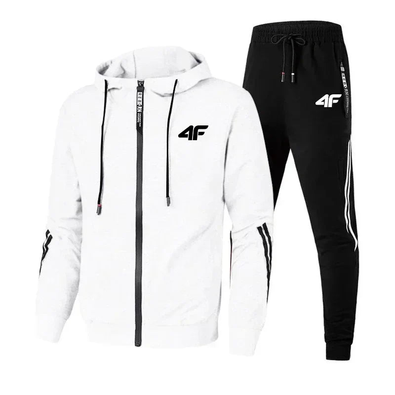 New zipper long-sleeved sportswear set for men, fashionable street style casual wear, soft and comfortable set