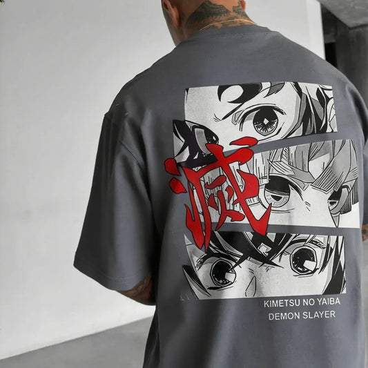 Oversized Men's T-shirt Demon Slayer Anime Print Summer trendy Women Short Sleeve Graphic Tee Streetwear Casual Tops Y2k Clothes