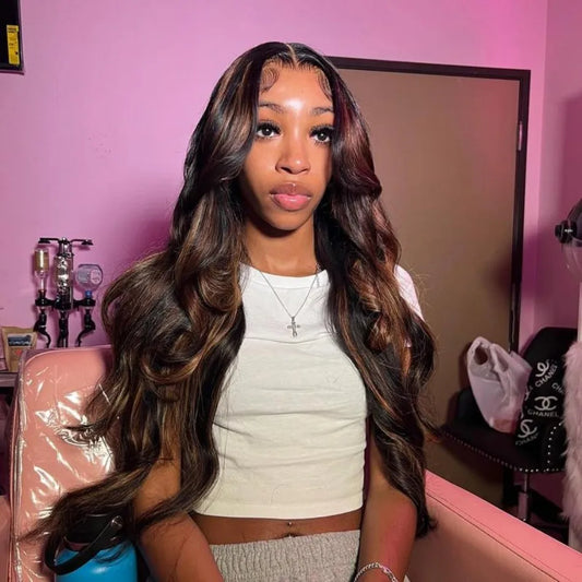 Highlight Ombre Body Wave Human Hair Wigs 13X6 Hd Lace Frontal Wig 250 Density Brazilian 13X4 Lace Front Wigs Pre Plucked