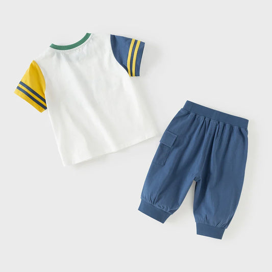 Boys Summer Suit Children Printed Short Sleeve T-shirt Shorts Two-Piece Set Casual Tops Pants Clothing Set DB2260680