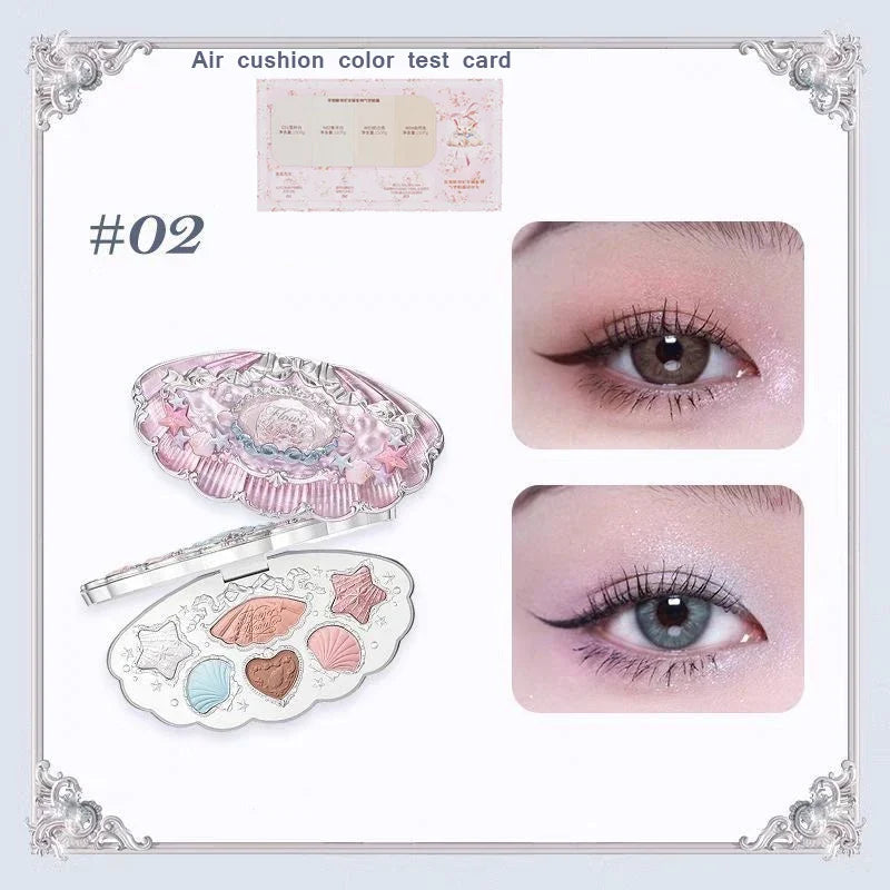 Bunny Garden Collection 6-Color Makeup Eyeshadow Contour Palette Eye Brush Puff Set Eye Glitter Korean Makeup Kit