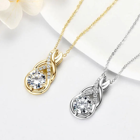 6.0CTW 8MM VVS1 Moissanite Jewelry Set 925 Silver Infinity Pendant Necklace Drop Hoop Earrings Sets for Women Gifts