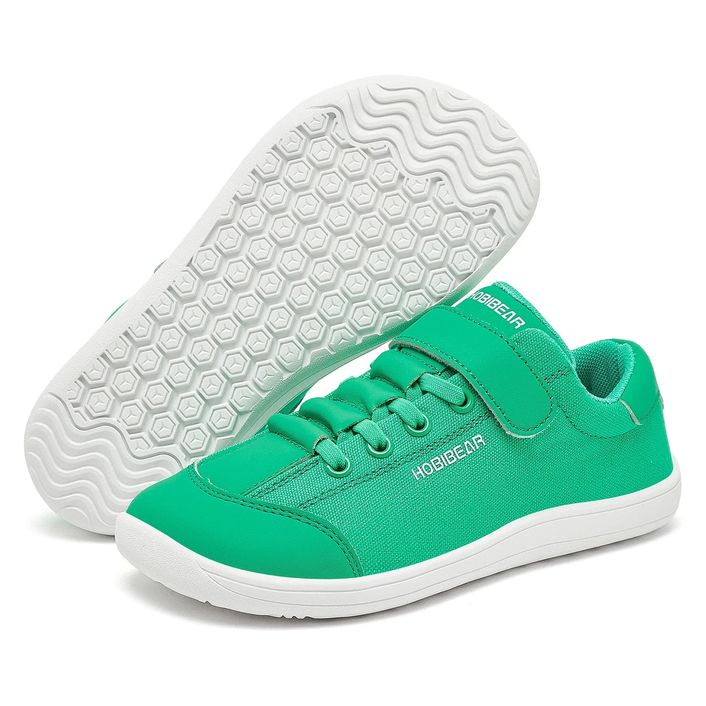 Boys Girls Barefoot Shoes Kids Wide Toe Minimalist Sneakers Lightweight Hook Loop Artificial Leather Fabric Shoes