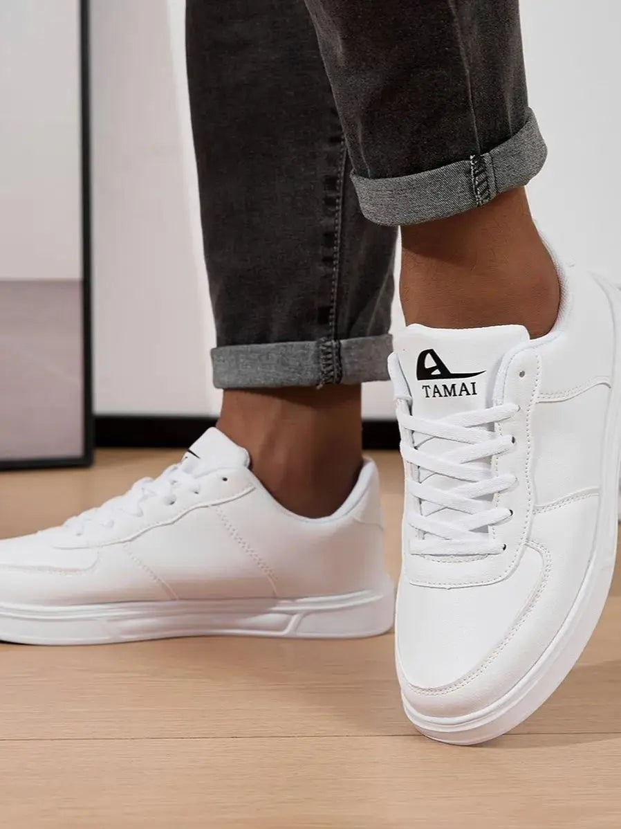Tênis de Couro Branco Masculino Respirável para Skate, Caminhada ao Ar Livre, Corrida, Tênis Casual para Casal, Tamanhos 36-45