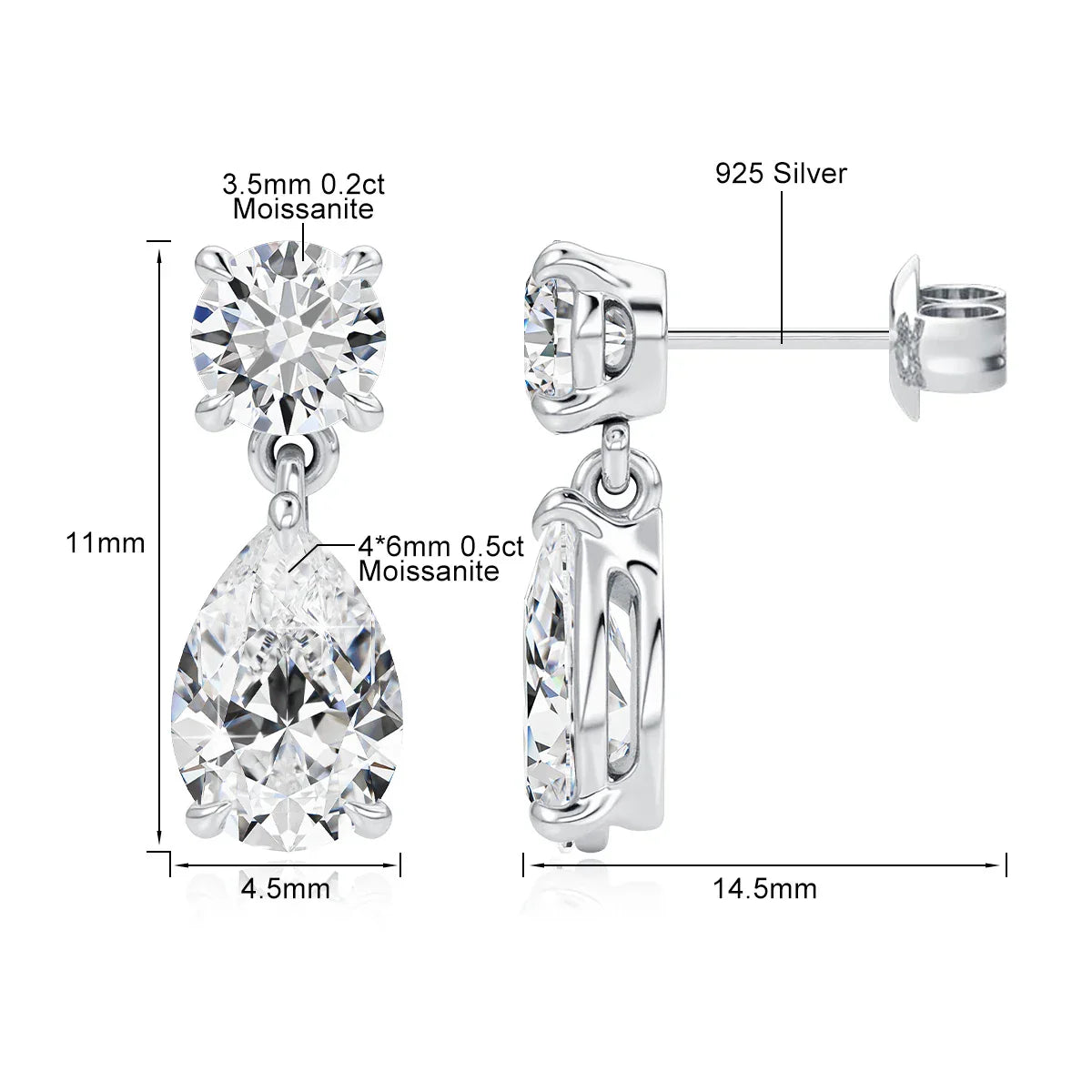 Waterdrop Full Moissanite Diamond Drop Earrings D VVS1 18k Gold Plated Pear Cut Earrings 925 Silver for Women Sparkling Jewelry