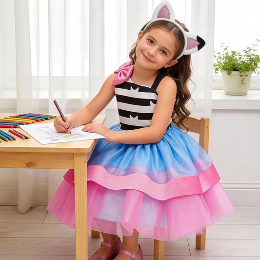 Rainbow Gabby Dollhouse Cat Costume For Girls Kids Princess Birthday Tutu Outfit For Children Birthday Party Carnival Dress Up