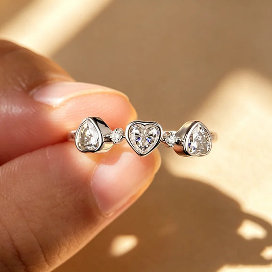 4*4mm Heart Cut Women Moissanite Rings Jewelry Wedding Band for Couples 100% Real Pure 925 Silver Birthday Gift Wholesale